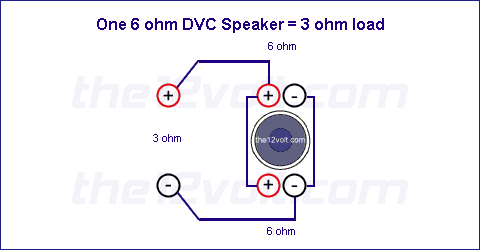 One 6 Ohm DVC Speaker = 3 ohm load
