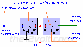 Door Locks - Nissan's Single Wire '91-'95 using 2 relays (Type F) Relay Wiring Diagram