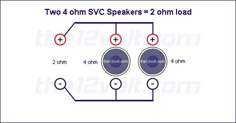 two 4 ohm speakers