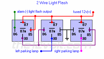 Light Flash - Two Wire (German Vehicles) - Weak Negative Output from Alarm/Keyless Entry Relay Wiring Diagram