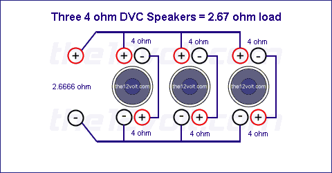 Subwoofer Wiring Diagrams for Three 4 Ohm Dual Voice Coil Speakers