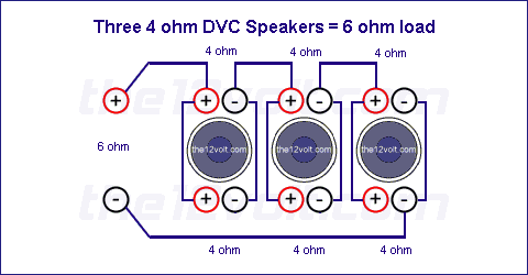 Three 4 Ohm DVC Speakers = 6 ohm load