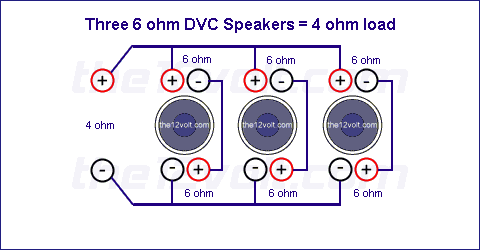 Three 6 Ohm DVC Speakers = 4 ohm load