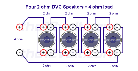 Four 2 Ohm DVC Speakers = 4 ohm load