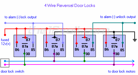 4 Wire Reversal Door Locks Relay Diagram