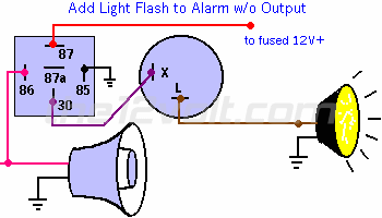 Add Light Flash To Alarm w/o Output Relay Diagram