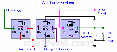 Door Locks - Add Auto Lock without an Alarm or Keyless Entry System Relay Wiring Diagram