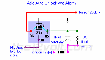 Door Locks - Add Auto Unlock without an Alarm or Keyless Entry System Relay Wiring Diagram