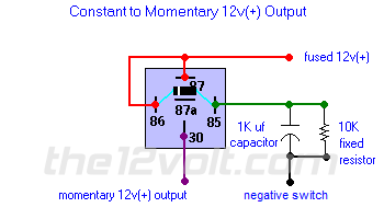 Constant to Momentary Output - Negative Input/Positive Output Relay Wiring Diagram