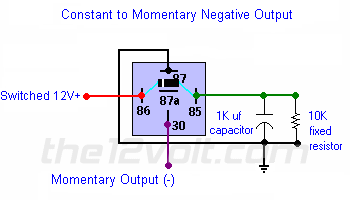 Constant to Momentary Output - Positive Input/Negative Output Relay Wiring Diagram