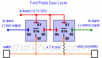 Door Locks - Ford Probe (Type G) Relay Wiring Diagram