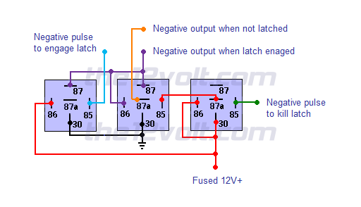 Latched On/Off Output Using Two Momentary Negative Pulses - 2 Negative Outputs - Create Ground While Armed Relay Wiring Diagram