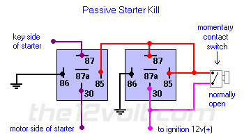 Starter Kill - Passive with Switch Relay Wiring Diagram