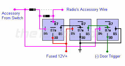 Radio On Until Door Opened (Retained Accessory Power) - Negative Door Trigger Relay Wiring Diagram