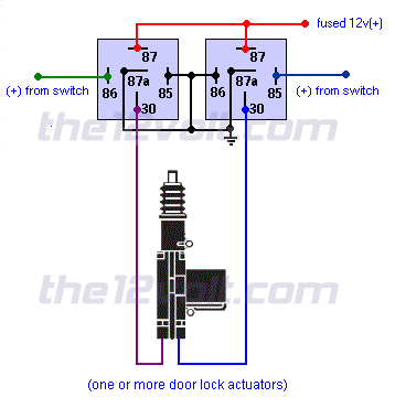 Door Locks - Actuators / Reverse Polarity - Positive Switch/Trigger (Type  D) Relay Wiring Diagram  2 Wire Door Lock Actuator Wiring Diagram    The12Volt