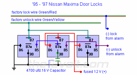 Door Locks - Nissan Maxima 1995 - 1997, Double Ground Pulse Relay Diagram  Relay Wiring Diagram Replace Front Brakes The12Volt