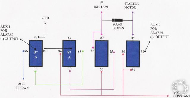 remote starter using 4 relays -- posted image.