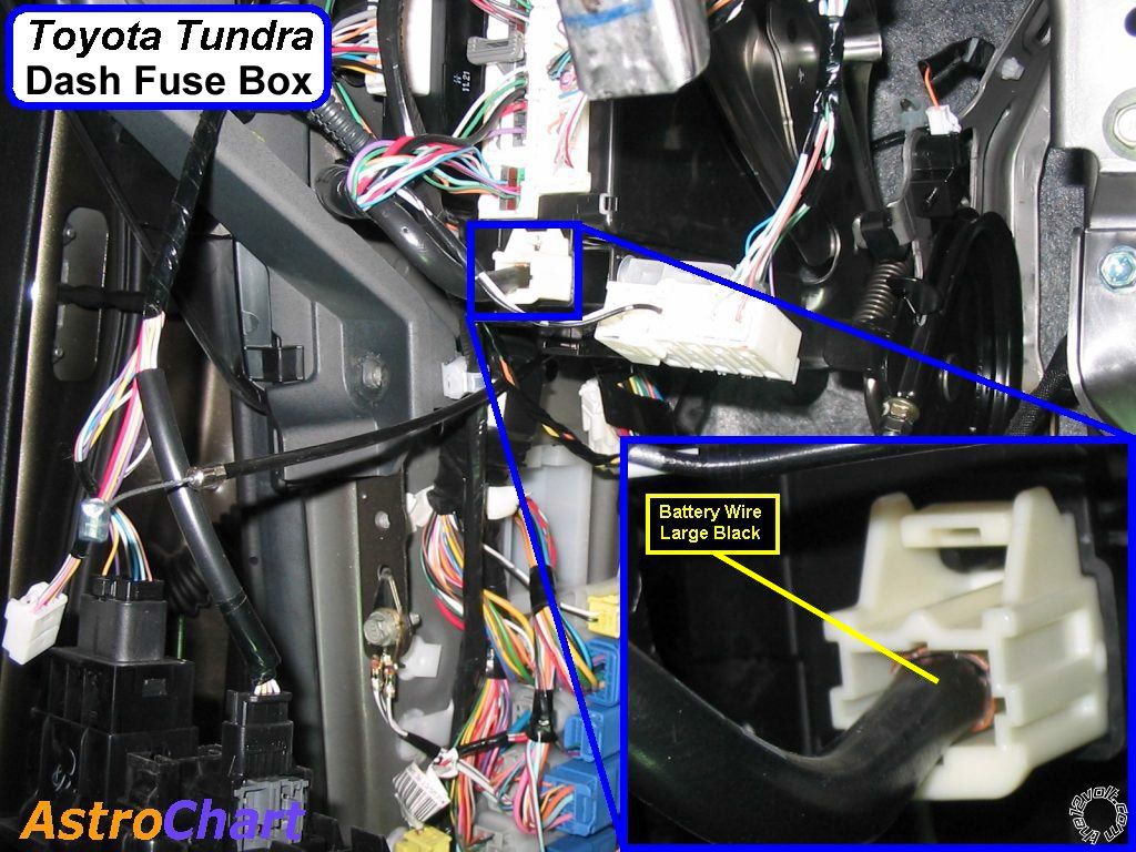 07 Toyota Tundra, Dash Fuse Box Side Connections, 12V Constant -- posted image.
