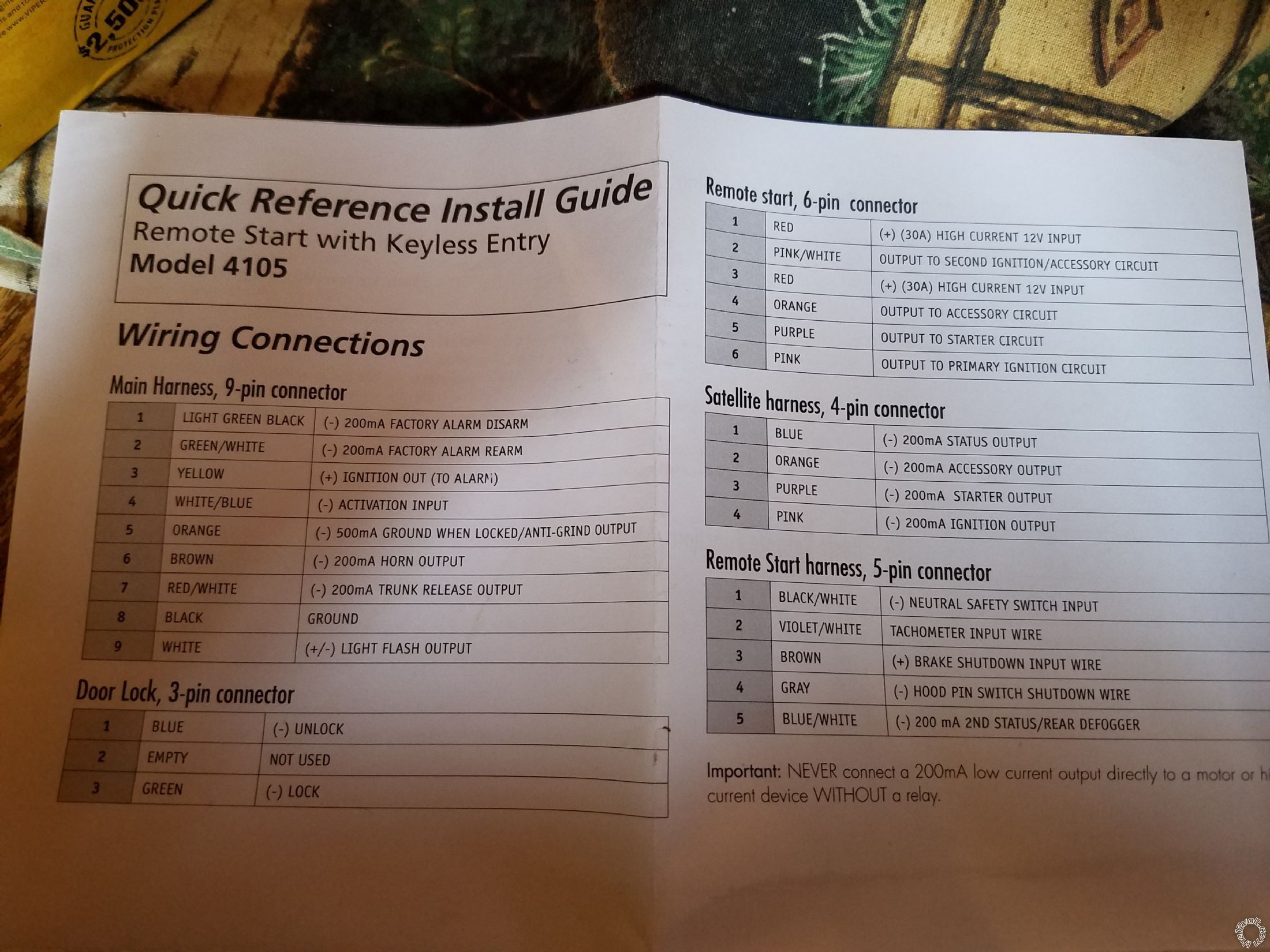 2004 Toyota Tundra, Viper 4105V Remote Start -- posted image.