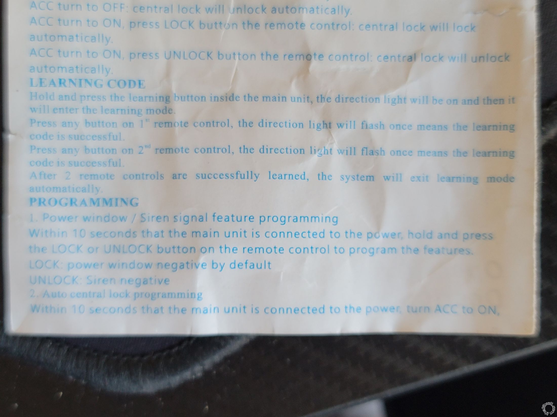 2001 Dodge Dakota, Aftermarket Alarm/Keyless Entry with Base CTM -- posted image.