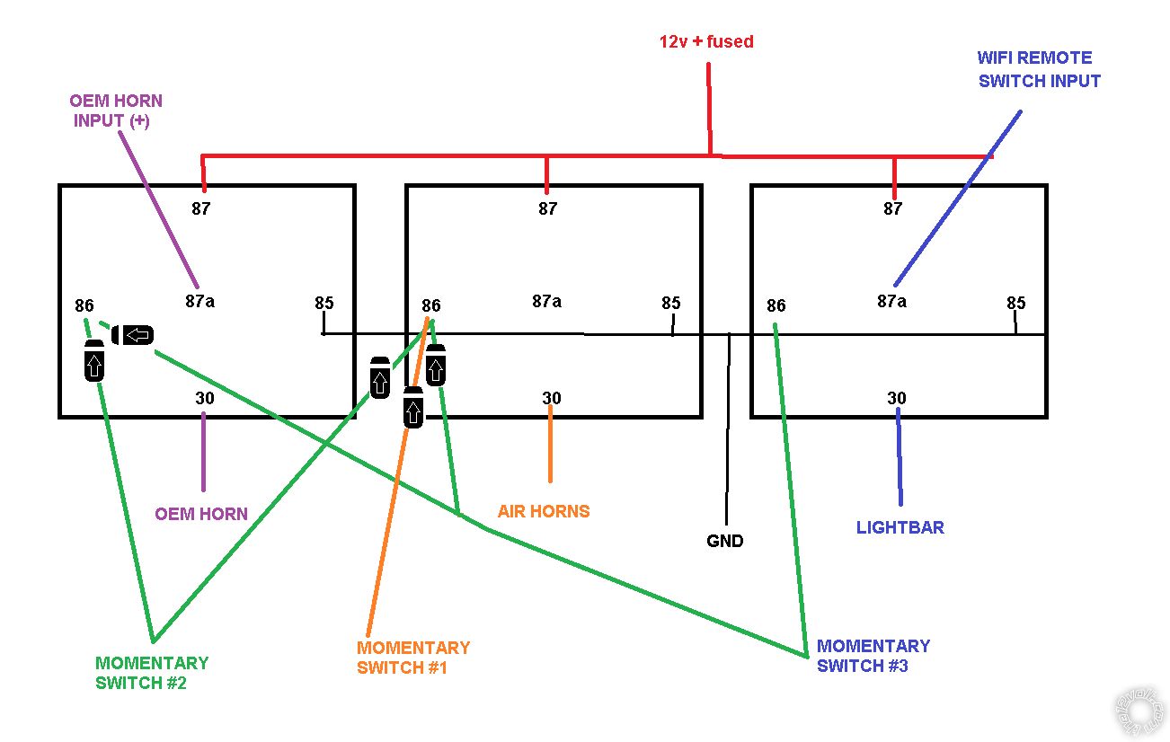 Multiple Triggers to 1 Relay, The Correct Safe Way? -- posted image.