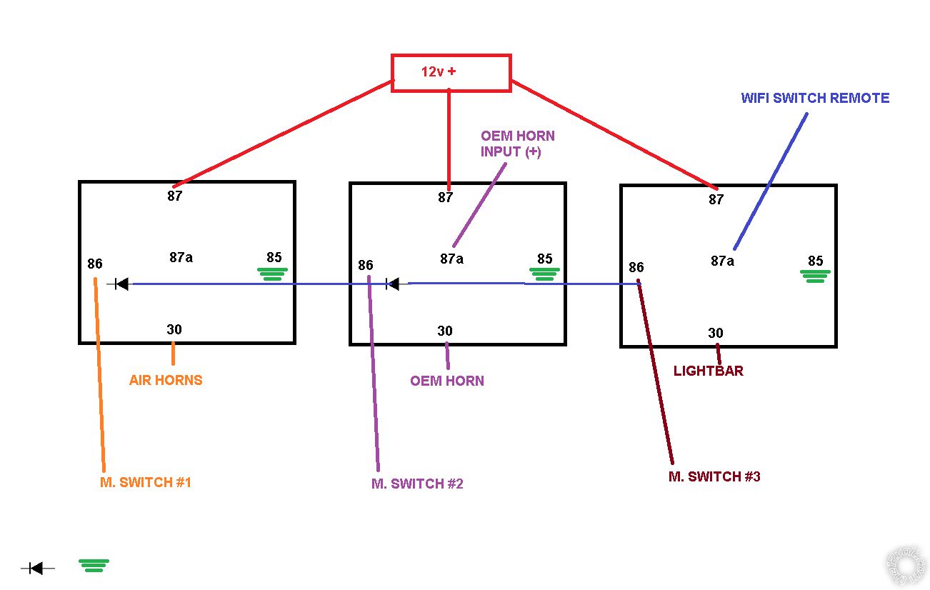 Multiple Triggers to 1 Relay, The Correct Safe Way? -- posted image.