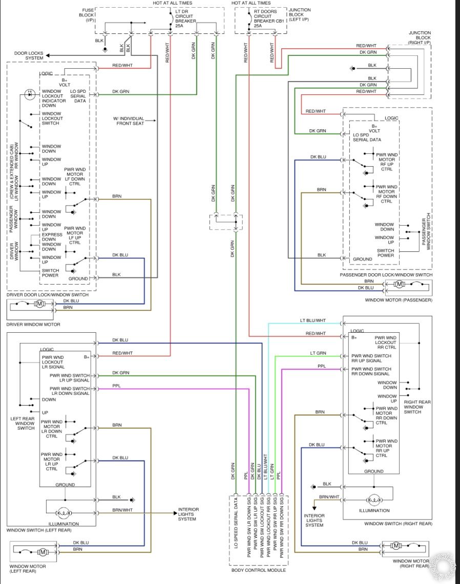 Wiring Power Windows Without BCM -- posted image.