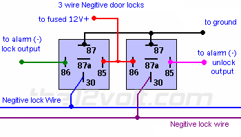 How to wire up relays in a 3 wire lock? -- posted image.