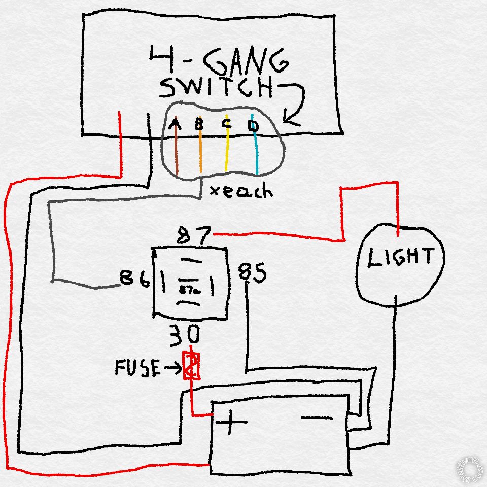 Relay with a 4-Gang Switch Box -- posted image.