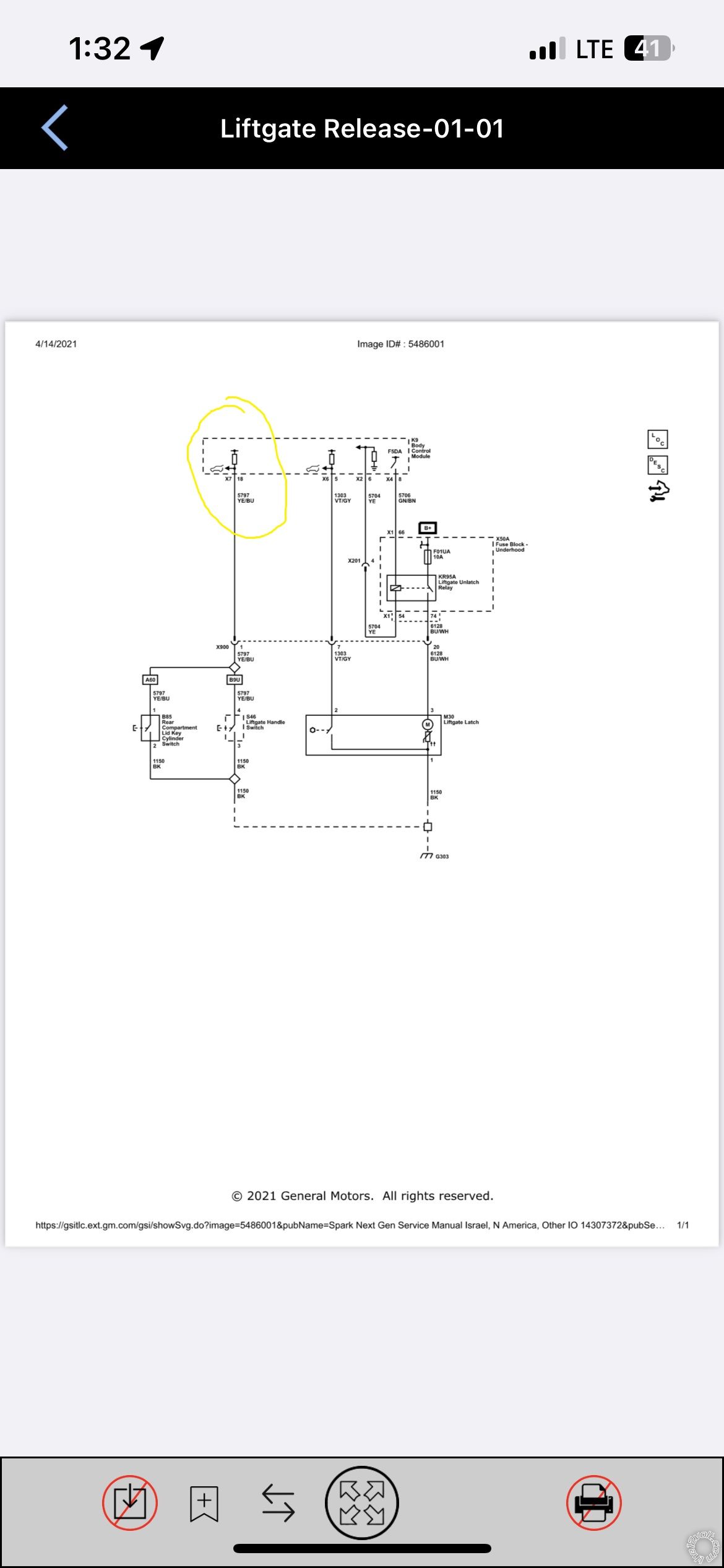 2022 Chevrolet Spark, Trunk Trigger Wire? -- posted image.