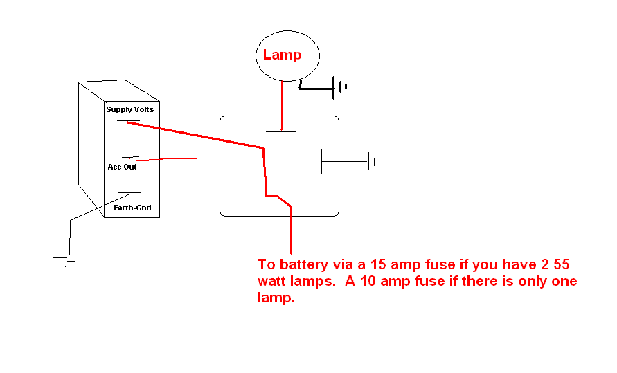 Wiring Relay for Fog Lights, Switch to 12 VDC