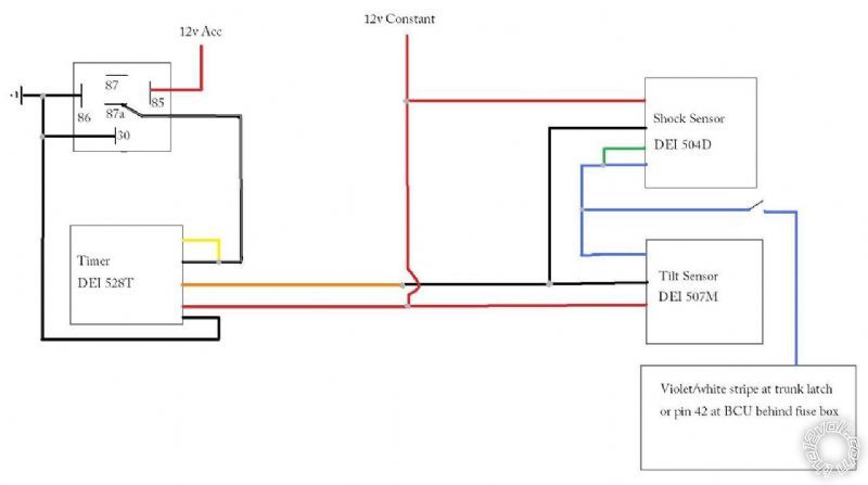 Adding Tilt/shock/timer sensors to factory alarm -- posted image.