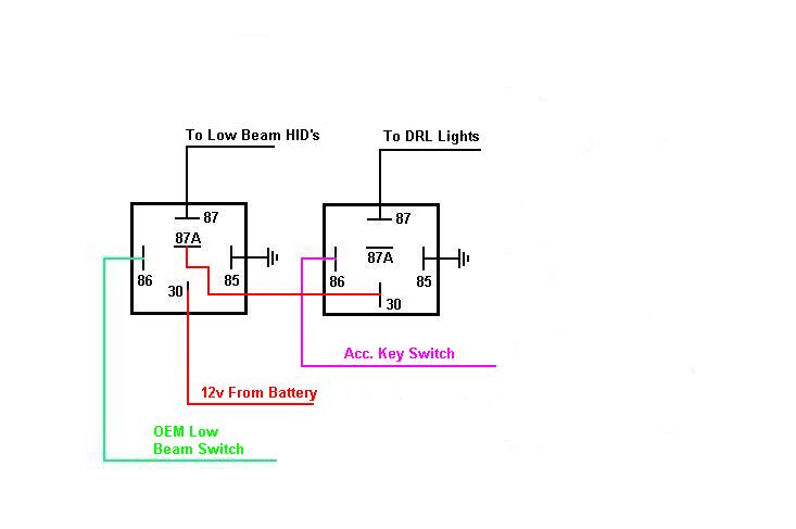 Relay Schematic for Operating Lights -- posted image.