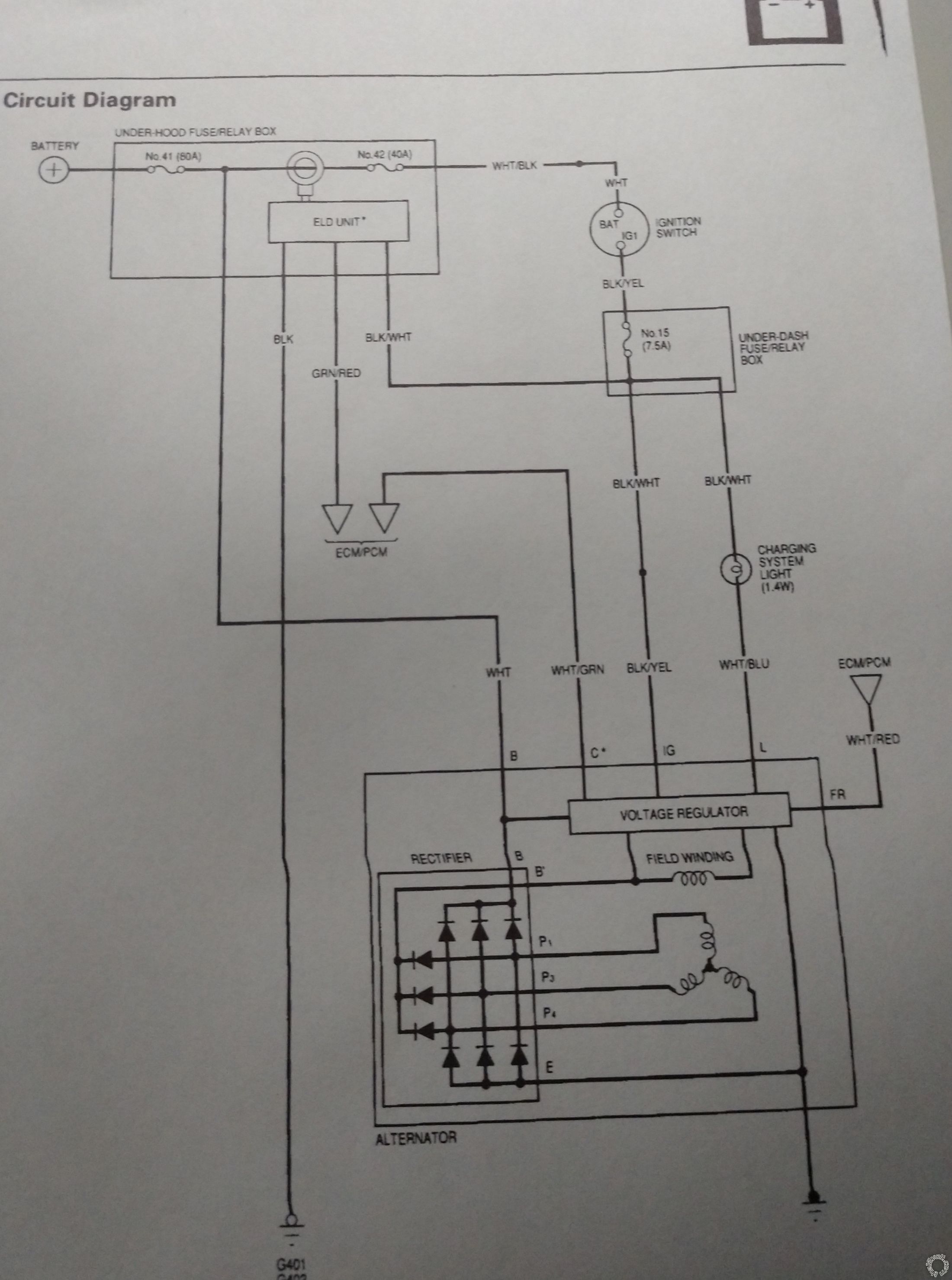 Wiring a Diode in on a 98 Civic Alternator -- posted image.