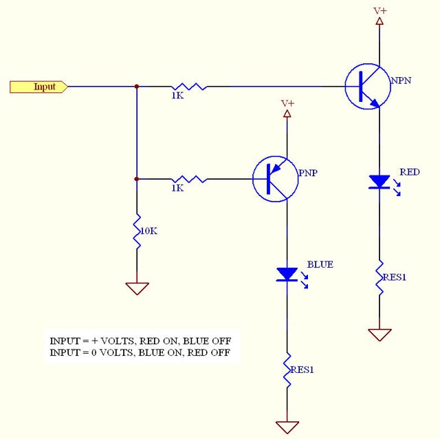 Transistors to switch leds on/off -- posted image.