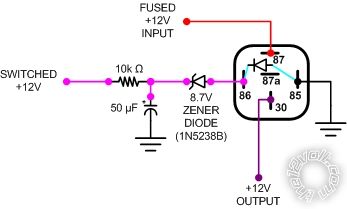 constant to momentary with a microrelay -- posted image.