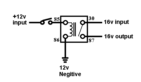 12 volt switched to turn on/off a 16 volt -- posted image.