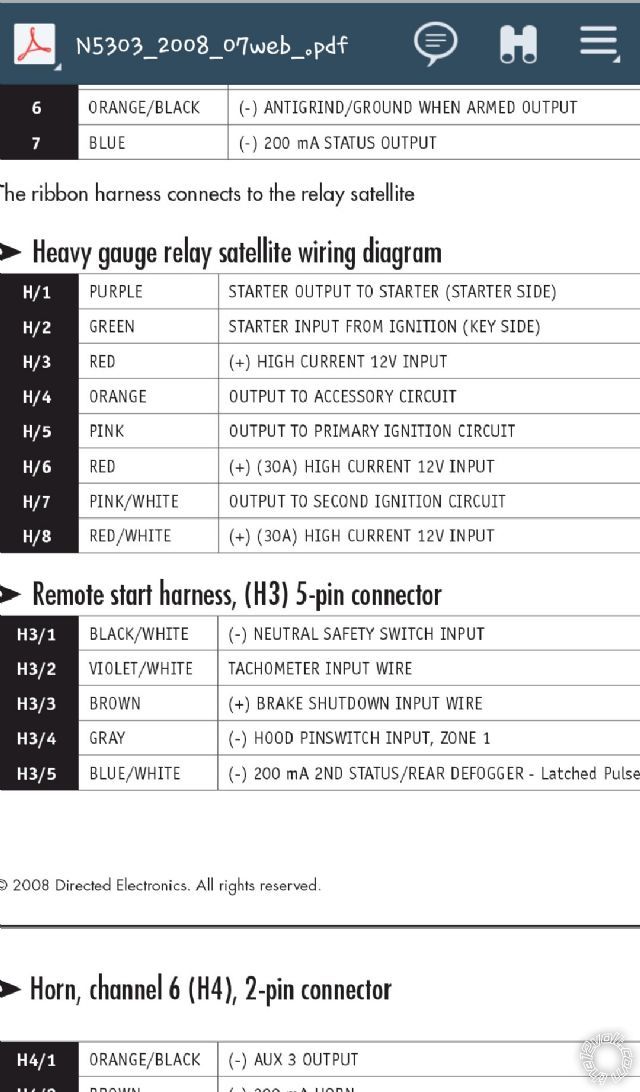 avital 5303 heavy gauge wiring colors -- posted image.