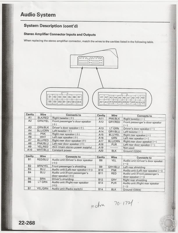 04 acura tsx stereo wiring codes/plug