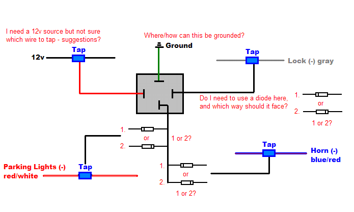 Diagram for horn beep on door lock -- posted image.