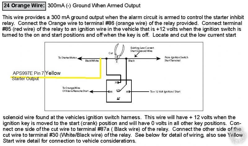 Aps997E remote starting when armed -- posted image.