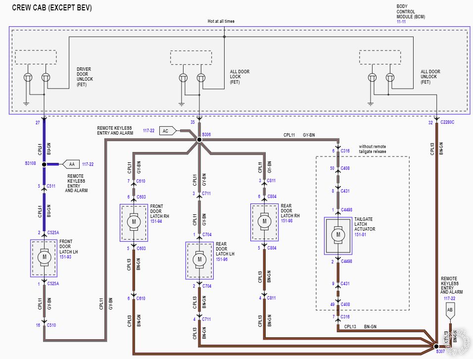 2023 Ford F-150, Door Lock Wiring -- posted image.