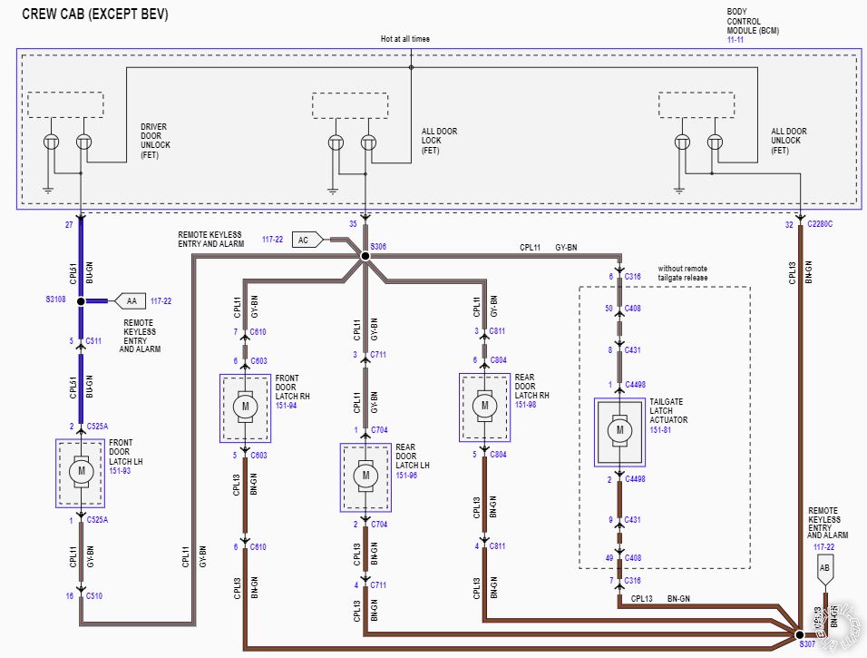 2023 Ford F-150, Door Lock Wiring -- posted image.