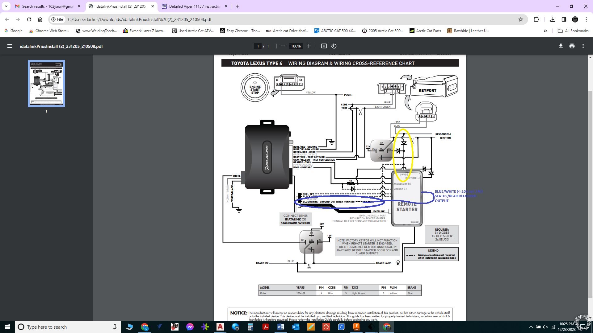 Remote Start Wiring, 2008 Toyota Prius -- posted image.