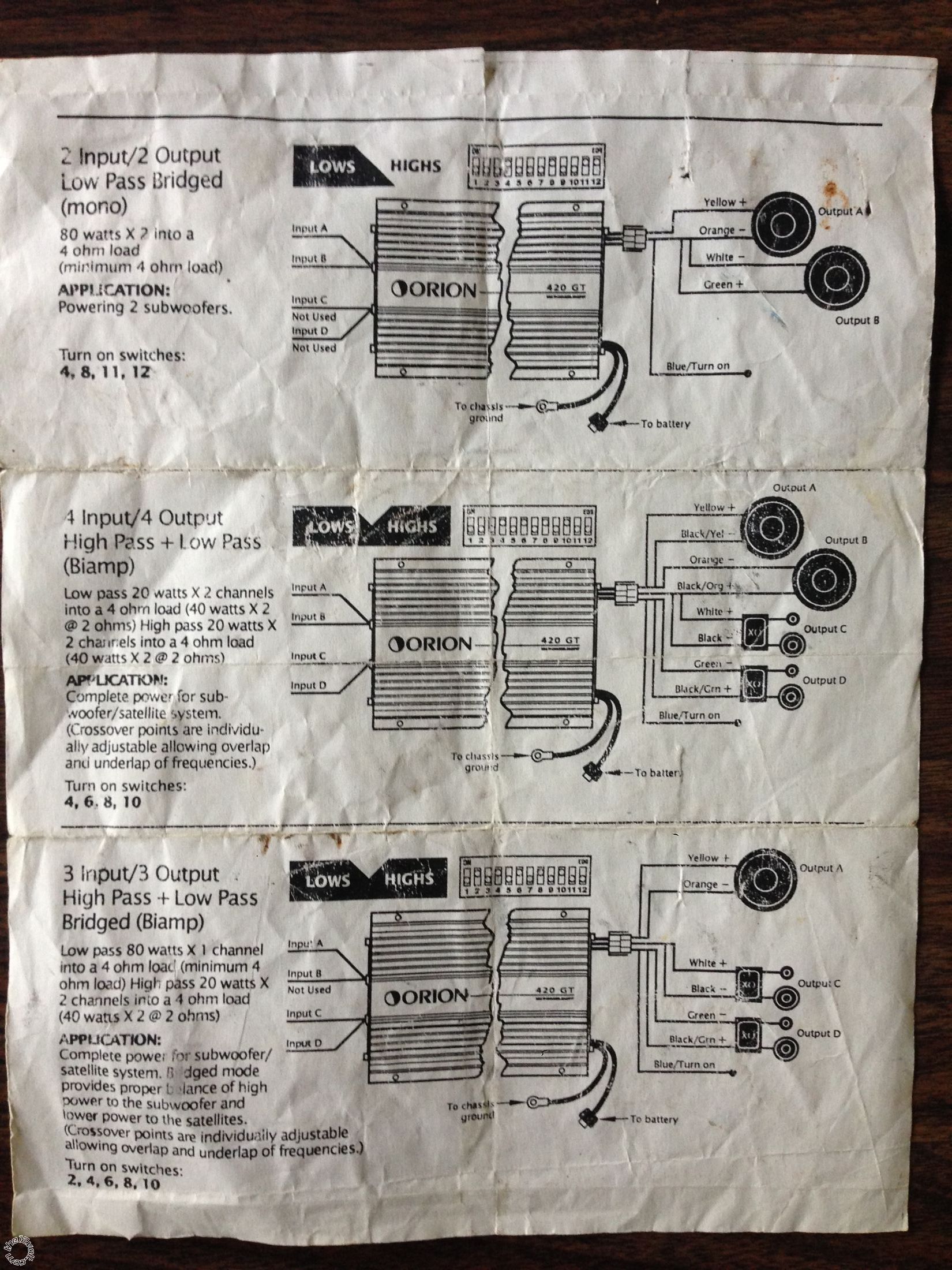 Orion 420 GT Crossover Settings -- posted image.