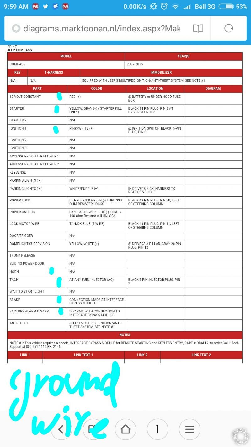 Jeep Compass 2009, Avital 4103 +PK3 bypass -- posted image.