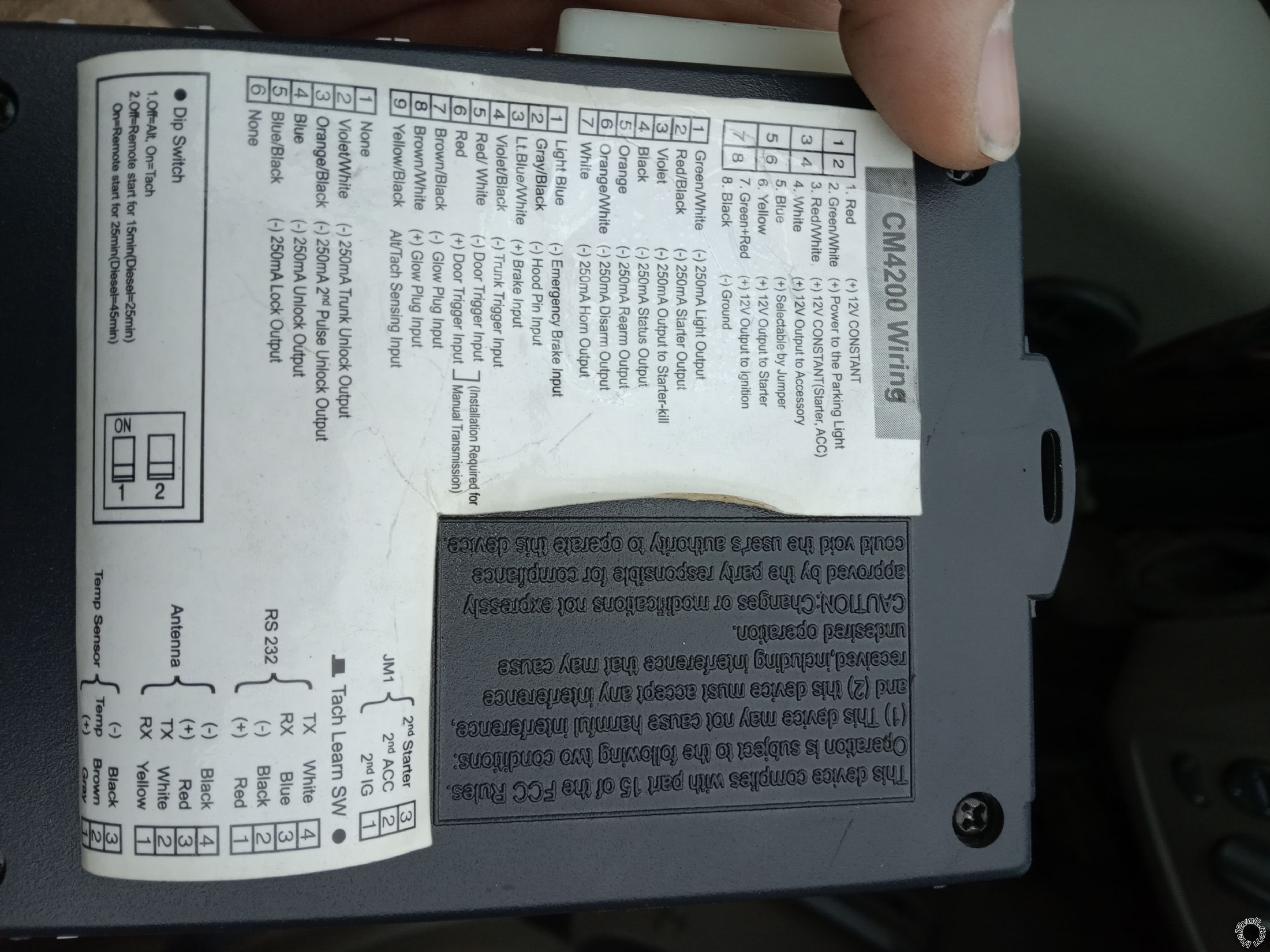 Older Compustar Remote Start, Unknown Fob Type/Number -- posted image.