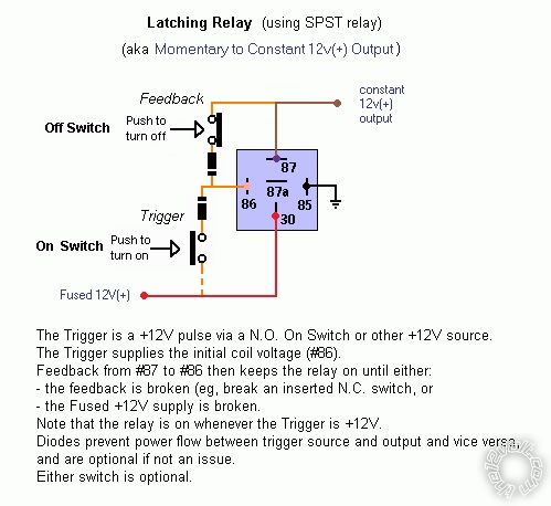 On/Off Latching Circuit with 2 Relays? -- posted image.