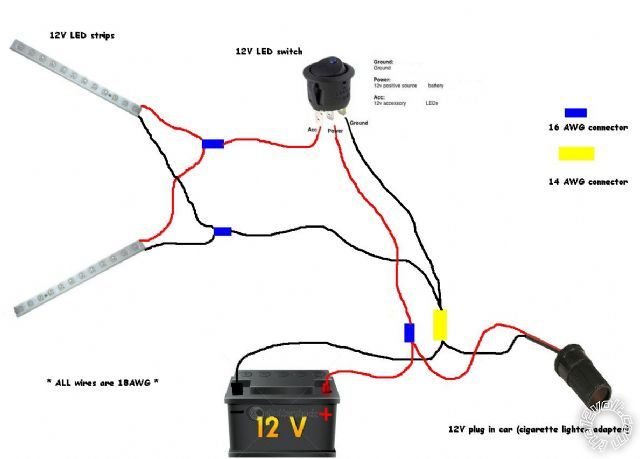 12V Wiring Diagram / Strip Lights -- posted image.