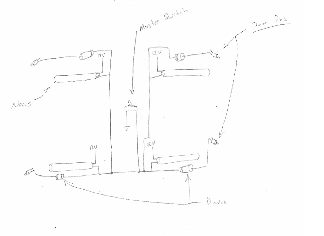 led's under dash, seat, come on with door -- posted image.